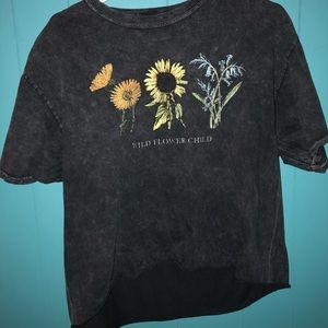 long crop top, chalky black color